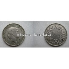 20 Rappen - Centimes / Centesimi 1959 B 0/0 Švýcarsko